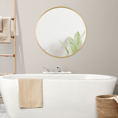 Ebern Designs Wall Mounted Round Mirror With Aluminum Alloy Frame